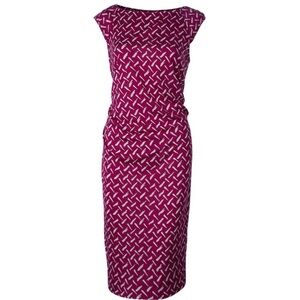 Diane Von Furstenberg Pink Printed Gabi 100% Silk Jersey Dress Size 8